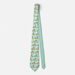Keeshond in Tulips Painting - Cute Original Dog Ar Tie