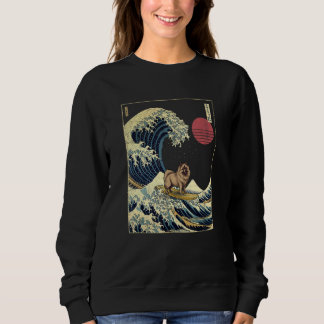 Keeshond Japanese Kanagawa Wave  Surf Dog Sweatshirt