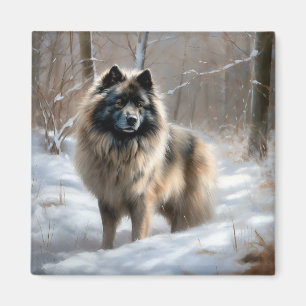 Keeshond Let It Snow Christmas Magnet