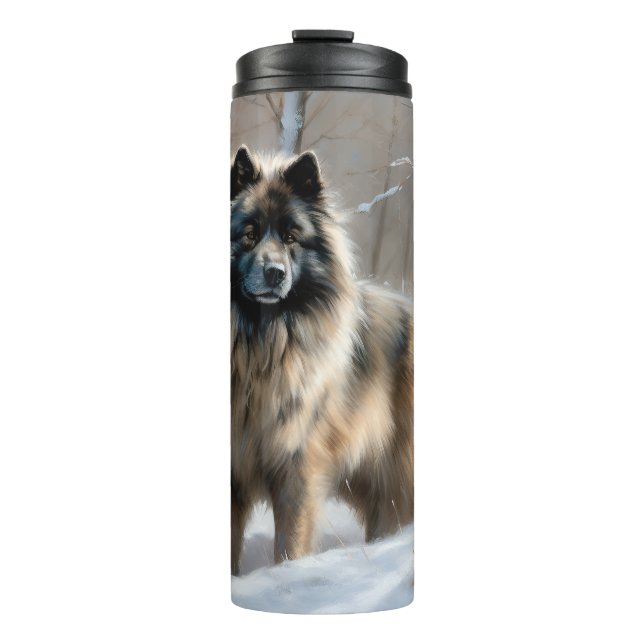 Keeshond Let It Snow Christmas Thermal Tumbler (Front)