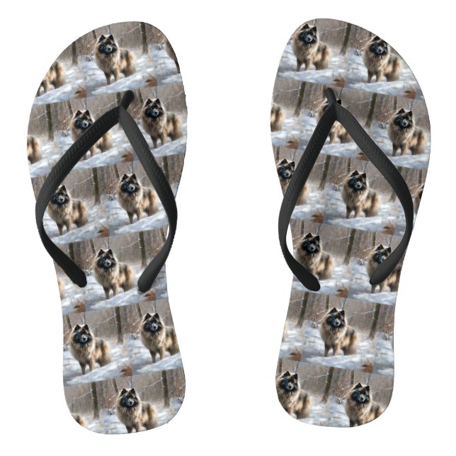 Keeshond Let It Snow Christmas Thongs (Footbed)