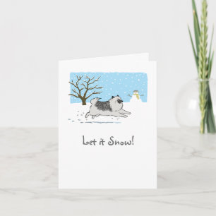 Keeshond "Let It Snow!" Cute Dog Christmas Holiday Card