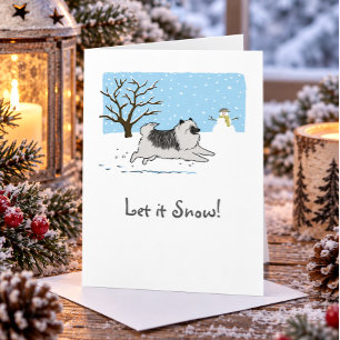 Keeshond "Let It Snow!" Cute Dog Christmas Holiday Card
