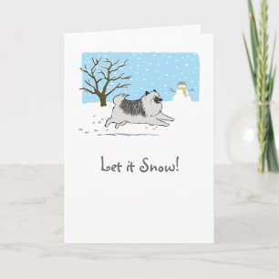 Keeshond "Let It Snow!" Cute Dog Christmas Xmas Holiday Card