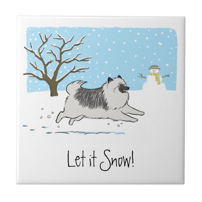 Keeshond "Let it Snow" Tile (Front)