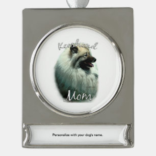 Keeshond Mum 2 Silver Plated Banner Ornament