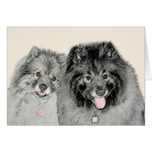 Keeshond Mum and Son Painting - Original Dog Art