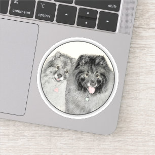 Keeshond Mum and Son Painting - Original Dog Art