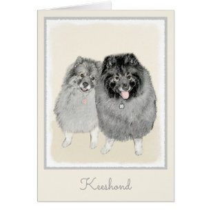 Keeshond Mum and Son Painting - Original Dog Art