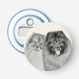 Keeshond Mum and Son Painting - Original Dog Art Bottle Opener