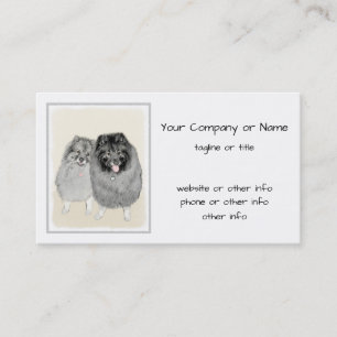 Keeshond Mum and Son Painting - Original Dog Art Calling Card