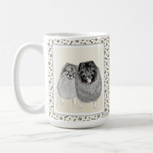 Keeshond Mum and Son Painting - Original Dog Art Coffee Mug