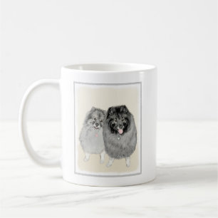 Keeshond Mum and Son Painting - Original Dog Art Coffee Mug