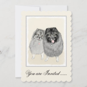 Keeshond Mum and Son Painting - Original Dog Art Invitation