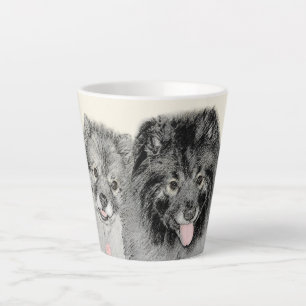 Keeshond Mum and Son Painting - Original Dog Art Latte Mug