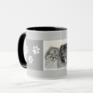 Keeshond Mum and Son Painting - Original Dog Art Mug