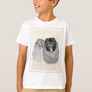 Keeshond Mum and Son Painting - Original Dog Art T-Shirt