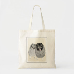 Keeshond Mum and Son Painting - Original Dog Art Tote Bag