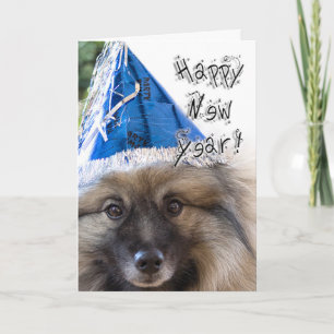 Keeshond New Year greeting card