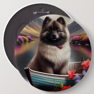 Keeshond on a Paddle: A Scenic Adventure 6 Cm Round Badge