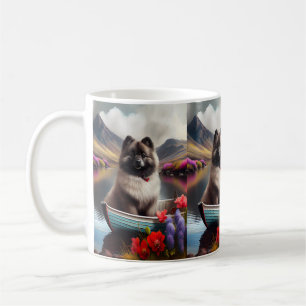 Keeshond on a Paddle: A Scenic Adventure Coffee Mug