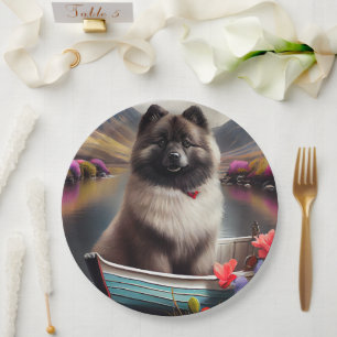 Keeshond on a Paddle: A Scenic Adventure Paper Plate