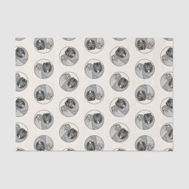 Keeshond Painting 2 Keeshonden Original Dog Art Tissue Paper (Front)