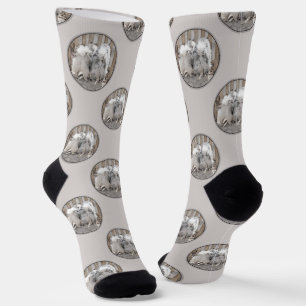 Keeshond Painting Butts At the Gate Cute Dog Art Socks