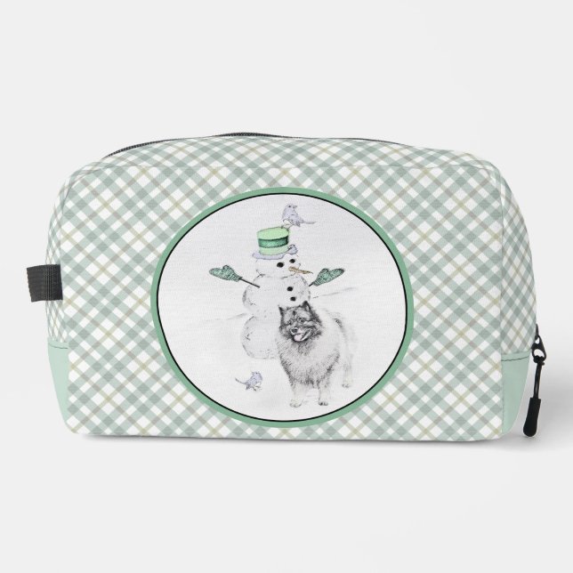 Keeshond Painting Christmas Snowman Pet Dog Art Dopp Kit (Front)