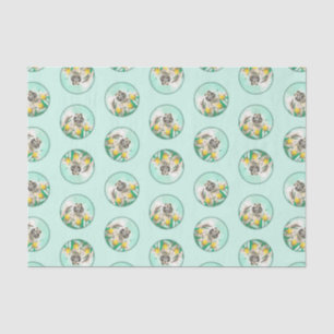 Keeshond Painting in Tulips Cute Original Dog Art Tissue Paper