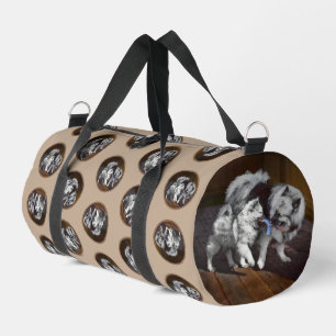 Keeshond Painting Playtime Cute Original Dog Art Duffle Bag