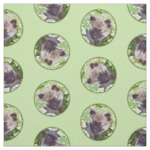 Keeshond Painting Puppy in the Garden Original Art Fabric