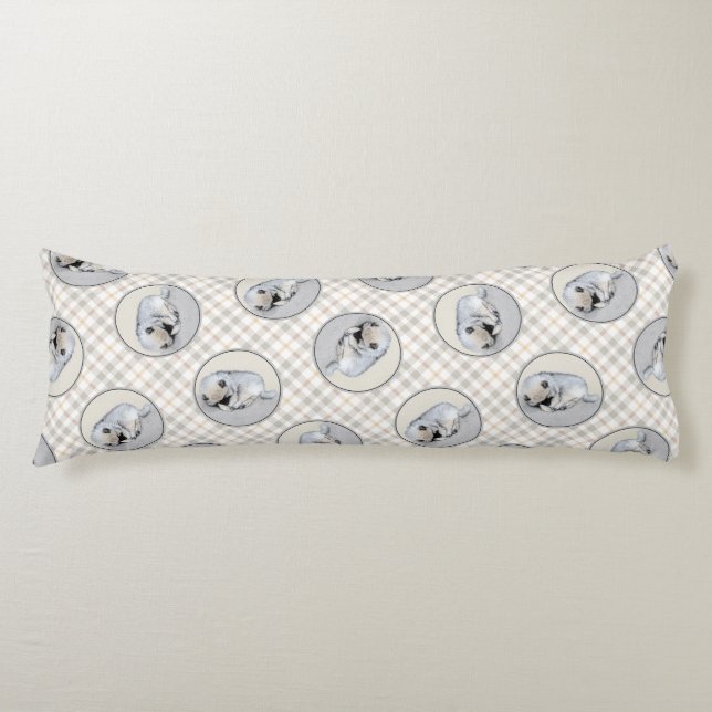 Keeshond Painting Sleeping Puppy Original Dog Art Body Cushion (Front)