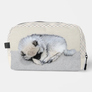 Keeshond Painting Sleeping Puppy Original Dog Art Dopp Kit