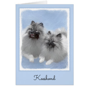 Keeshond Pair of Kees Painting Original Animal Art
