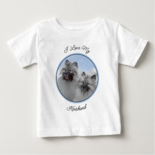 Keeshond Pair of Kees Painting Original Animal Art Baby T-Shirt