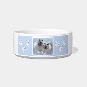 Keeshond Pair of Kees Painting Original Animal Art Bowl