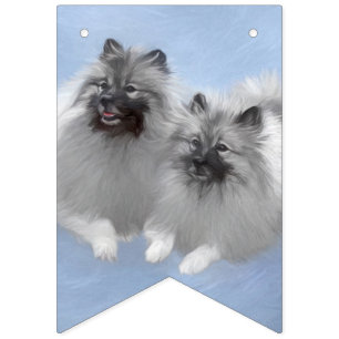 Keeshond Pair of Kees Painting Original Animal Art Bunting