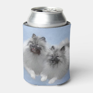 Keeshond Pair of Kees Painting Original Animal Art Can Cooler