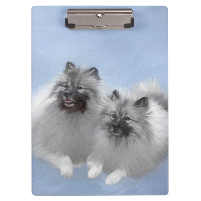 Keeshond Pair of Kees Painting Original Animal Art Clipboard (Front)