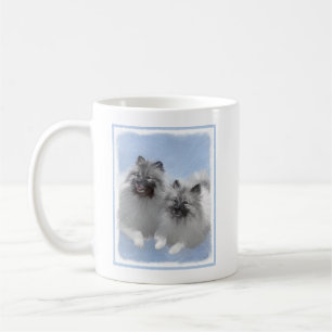 Keeshond Pair of Kees Painting Original Animal Art Coffee Mug