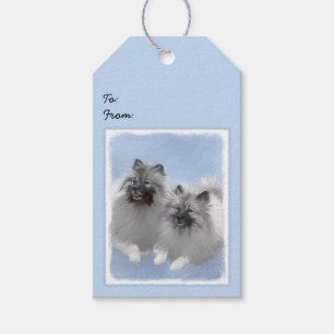Keeshond Pair of Kees Painting Original Animal Art Gift Tags