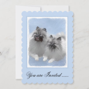 Keeshond Pair of Kees Painting Original Animal Art Invitation