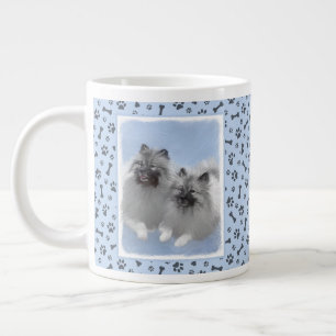 Keeshond Pair of Kees Painting Original Animal Art Large Coffee Mug