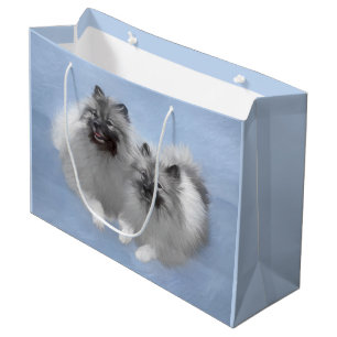 Keeshond Pair of Kees Painting Original Animal Art Large Gift Bag