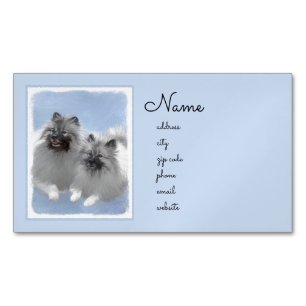 Keeshond Pair of Kees Painting Original Animal Art Magnetic Business Card