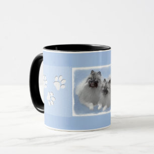 Keeshond Pair of Kees Painting Original Animal Art Mug