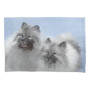 Keeshond Pair of Kees Painting Original Animal Art Pillowcase