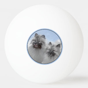 Keeshond Pair of Kees Painting Original Animal Art Ping Pong Ball