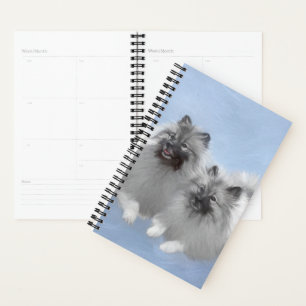 Keeshond Pair of Kees Painting Original Animal Art Planner